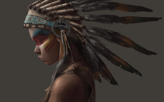 Native american woman feathered headdress - headdress free wallpaper