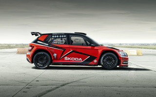 Red skodia car person cloudy - a concrete surface free wallpaper