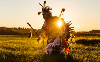 Costumed person field sunset fire - derek chittock free wallpaper for desktop
