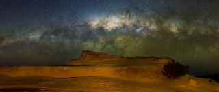 Night sky stars mountain tree - free sky wallpaper