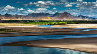 River desert landscape cloudy sky - a river free wallpaper
