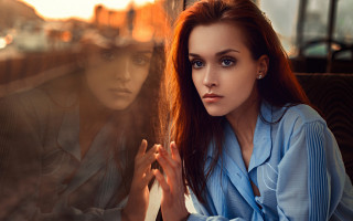 Woman looking out window man - a man in the background free wallpaper for desktop