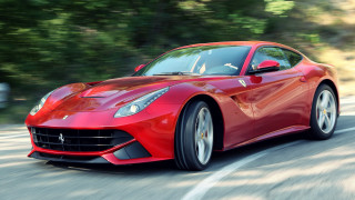 Red sports car driving road 29 - tree and bushes free wallpaper