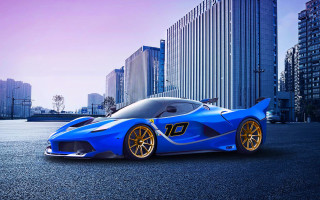 Blue sports car cityscape bernardo - side profile free wallpaper