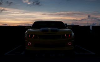 Yellow car dusk parking lot - sinister free wallpaper