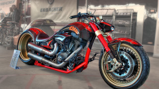 Red motorcycle building erabicher render - a red motorcycle free wallpaper