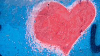 Red heart blue background black - a red heart free wallpaper