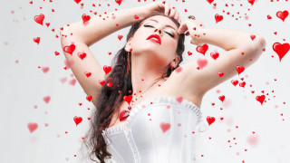 Woman hearts romantic fashion kiss - a woman in a corset free wallpaper