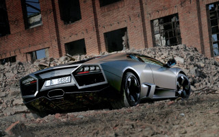 Silver sports car brick building 3 - a broken window free wallpaper