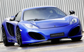 Blue sports car metal wall - a door open free wallpaper