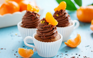 Cupcakes chocolate frosting orange slices - florianne becker free wallpaper