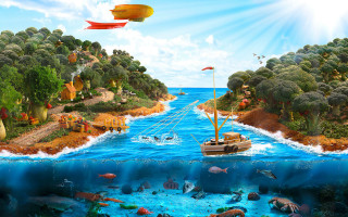 Ecological boat fish ocean digital - fish free wallpaper