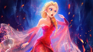 Woman red dress aurora fireworks - her body free wallpaper for desktop