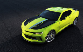 Yellow chevrolet camaro astronaut night - black stripe free wallpaper