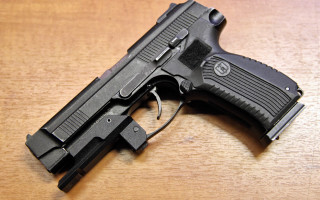 Black gun wooden table vector 3 - vector free wallpaper