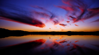 Sunset clouds reflection water mountains - colorful cloud free wallpaper