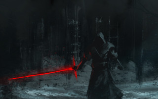 Man dark forest red lightsaber - a red light saber free wallpaper