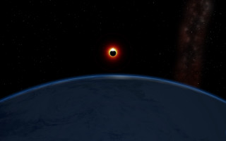 Black hole red sky space - redshift free wallpaper for desktop