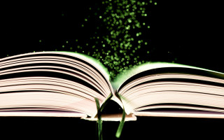 Book green light pages black - particle free wallpaper