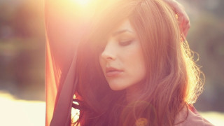 Woman closed eyes red scarf - charlotte harding free wallpaper