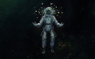 Space suit butterflies angel astronaut - biopunk free wallpaper