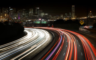 City skyline night traffic long - charles mahoney free wallpaper