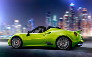 Green sports car night city - ultra high detail free wallpaper
