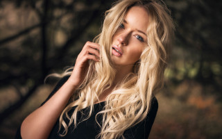 Woman blonde hair forest portrait - andor basch free wallpaper