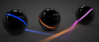 Three black balls neon blue - futurism free wallpaper