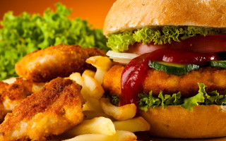 Chicken sandwich french fries autumn - a plate free wallpaper