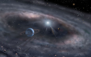 Large small star blackhole space - planet free wallpaper