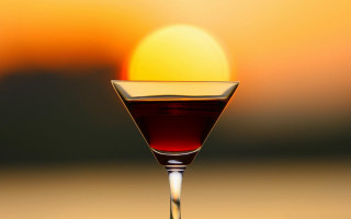 Sunset wine glass orange sky - a glass of wine free wallpaper