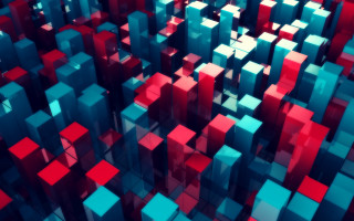Colorful abstract squares red blue - c4d free wallpaper for desktop