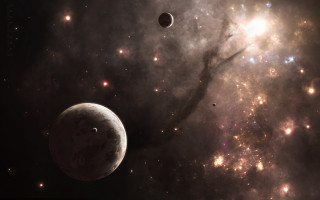 Space astronaut moon stars galaxy - a distant object in the foreground free wallpaper