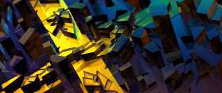 Colorful abstract yellow blue crystal - android jones free wallpaper