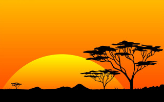 Sunset silhouette mountain trees yellow - a sunset free wallpaper for desktop