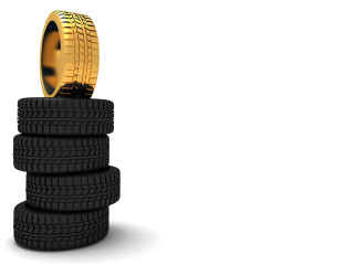 Stack of tires with gold - a black tire free wallpaper