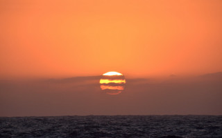 Sunset ocean boat bird sky - free sunset wallpaper