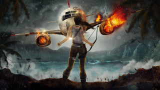 Woman gun fireball cliff plane - a plane in the background free wallpaper