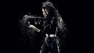 Woman water splash black background - biopunk free wallpaper