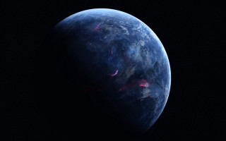 Blue planet redline dark sky - a red line free wallpaper