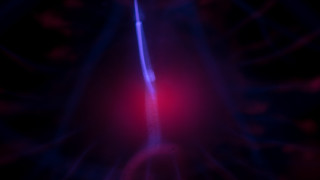 Red blue hologram pole girl - thin free wallpaper for desktop