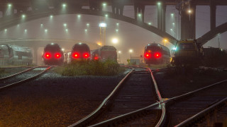 Train station night fog surreal - a train station free wallpaper