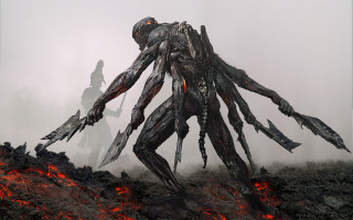 Giant alien lava hillside person - a giant alien free wallpaper