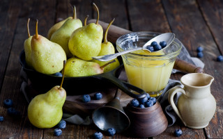 Pears juice table spoons food - a table free wallpaper for desktop