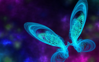 Glowing butterfly fractal hologram miku - shaped free wallpaper