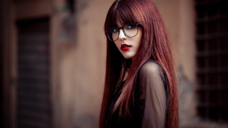 Red haired glasses gothic portrait - ayshia taşkın free wallpaper