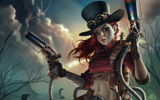 Steampunk woman gun flashlight creepy - steampunk free wallpaper for desktop