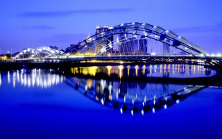 Night city bridge reflection skyline - ding guanpeng free wallpaper