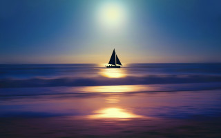 Sailboat ocean sunset bright sun - a sailboat free wallpaper